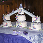 This cake photo features two layers of custom designed cake from Northern Delights.